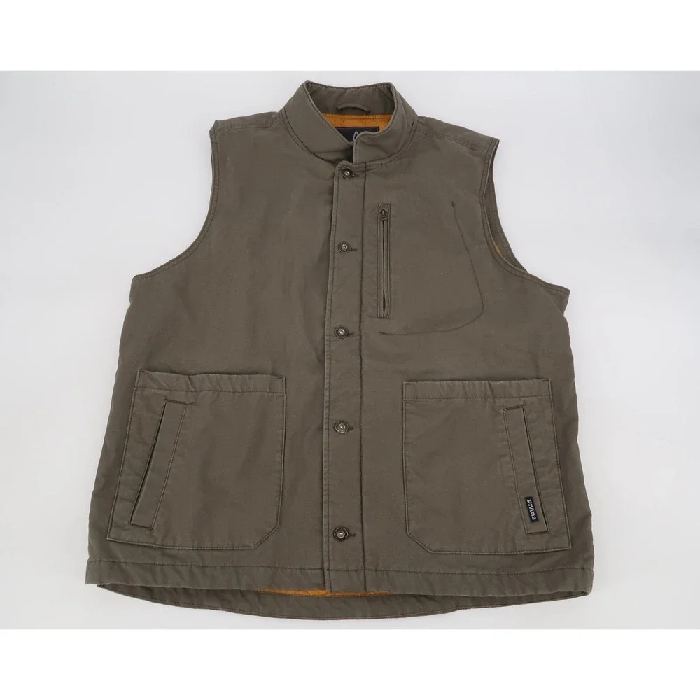Prana Trembly‎ Vest Men's XL Brown Quilted Canvas Lined Outdoors Work Hike